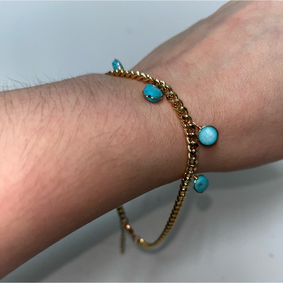 Gold Bracelet with Turquoise Stones - Picture 3 of 5